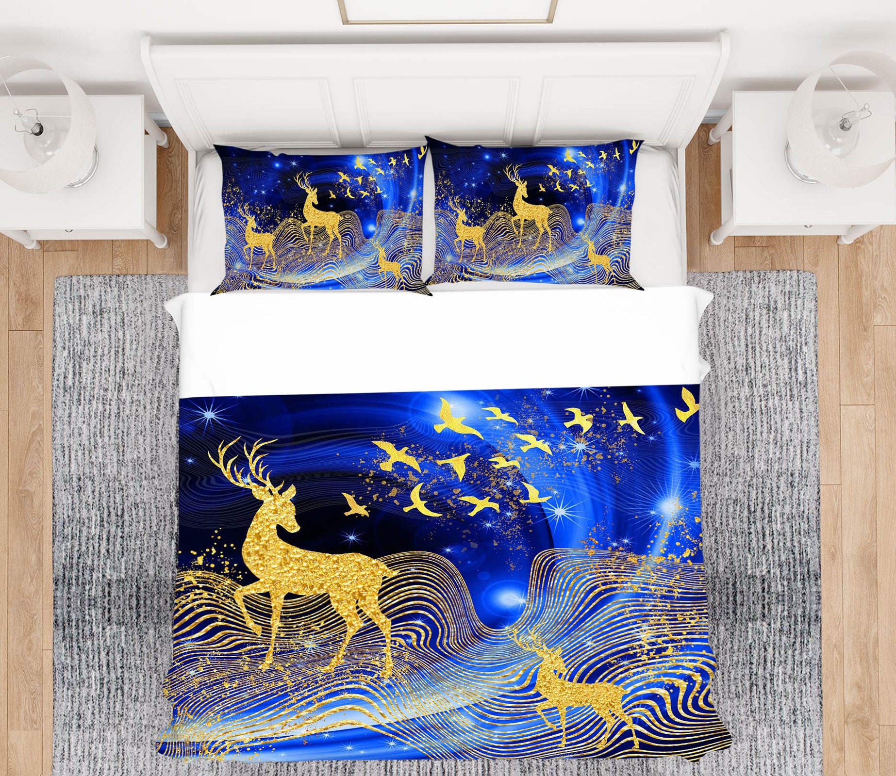 3D Golden Deer 13062 Bed Pillowcases Quilt