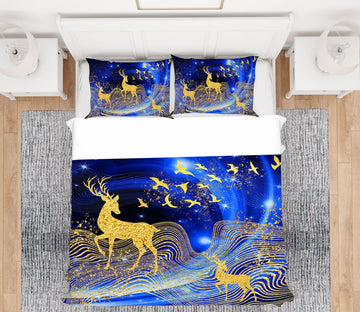 3D Golden Deer 13062 Bed Pillowcases Quilt