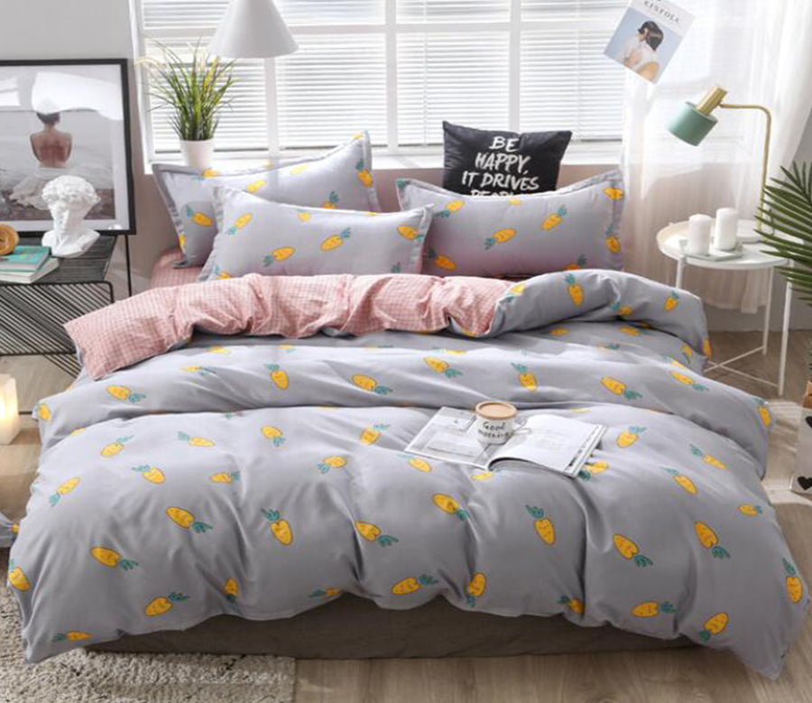 3D Gray Background Yellow Carrot 12075 Bed Pillowcases Quilt