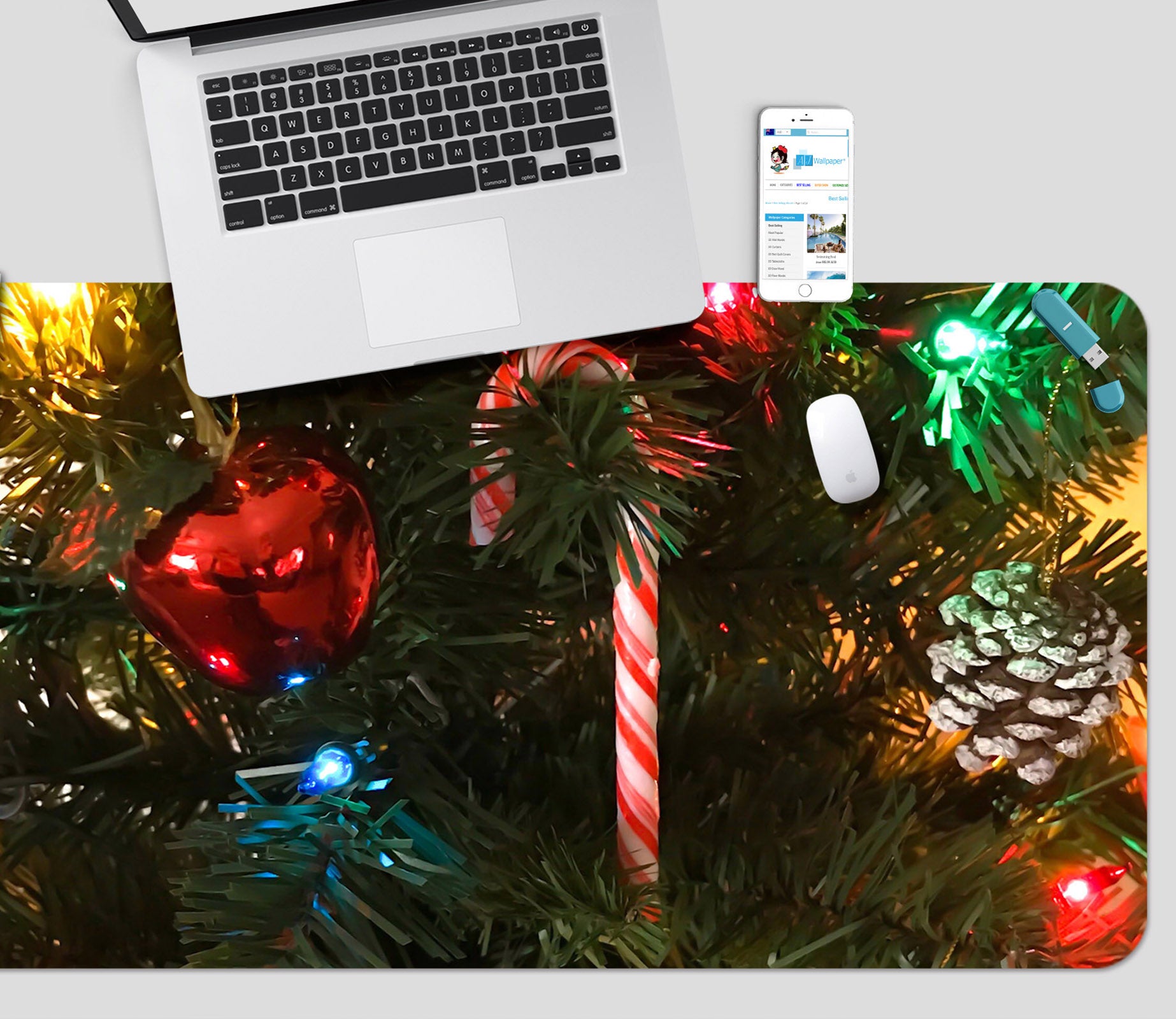 3D Candy Cane Ball Pendant 51253 Christmas Desk Mat Xmas