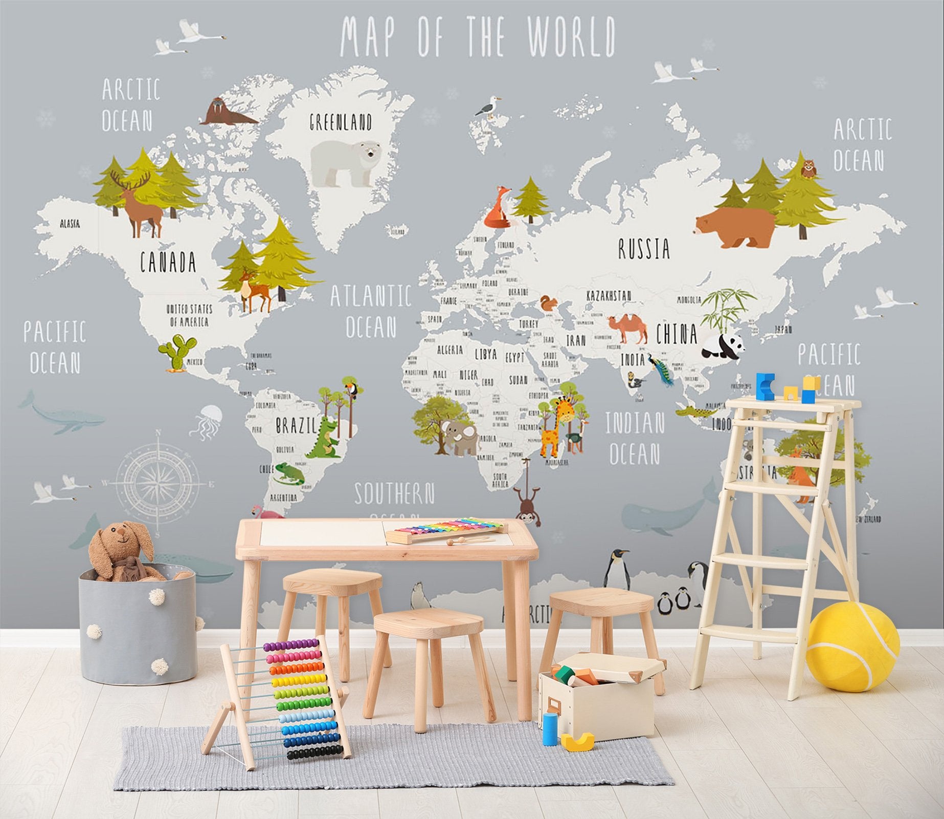 3D Cartoon world map 05 Wall Murals Wallpaper AJ Wallpaper 2 