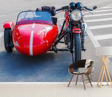 3D Motorcycle Red 132 Vehicle Wall Murals