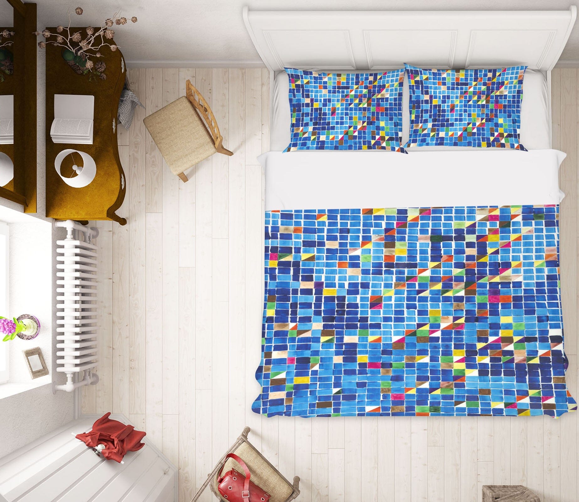 3D Blue Square 1157 Allan P. Friedlander Bedding Bed Pillowcases Quilt Quiet Covers AJ Creativity Home 