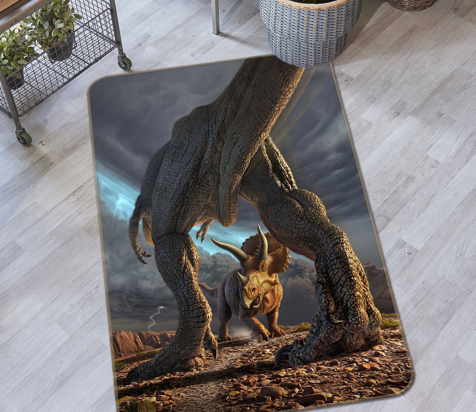 3D Dinosaur Fight 1071 Jerry LoFaro Rug Non Slip Rug Mat Mat AJ Creativity Home 