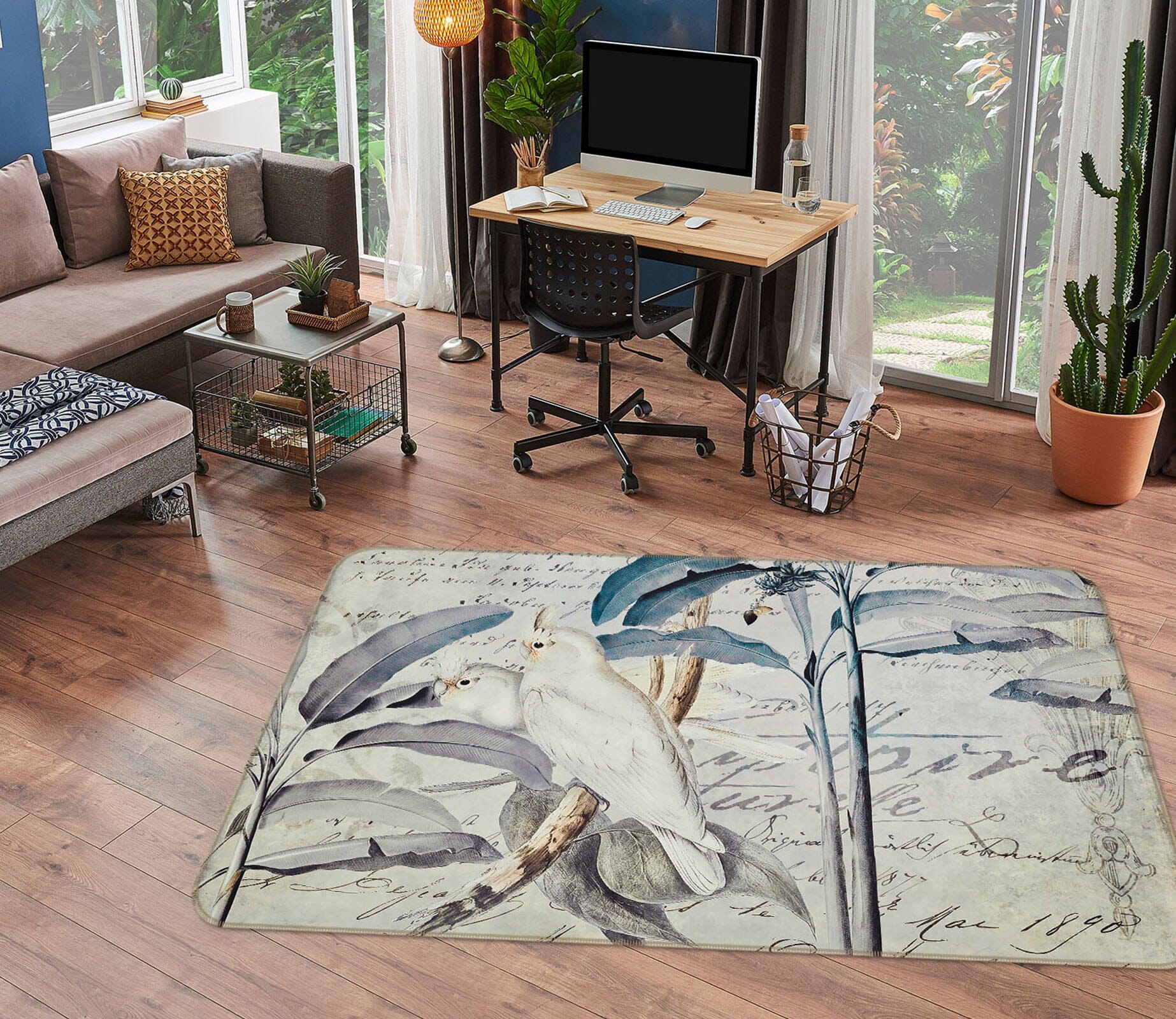 3D White Parrot 1032 Andrea haase Rug Non Slip Rug Mat Mat AJ Creativity Home 