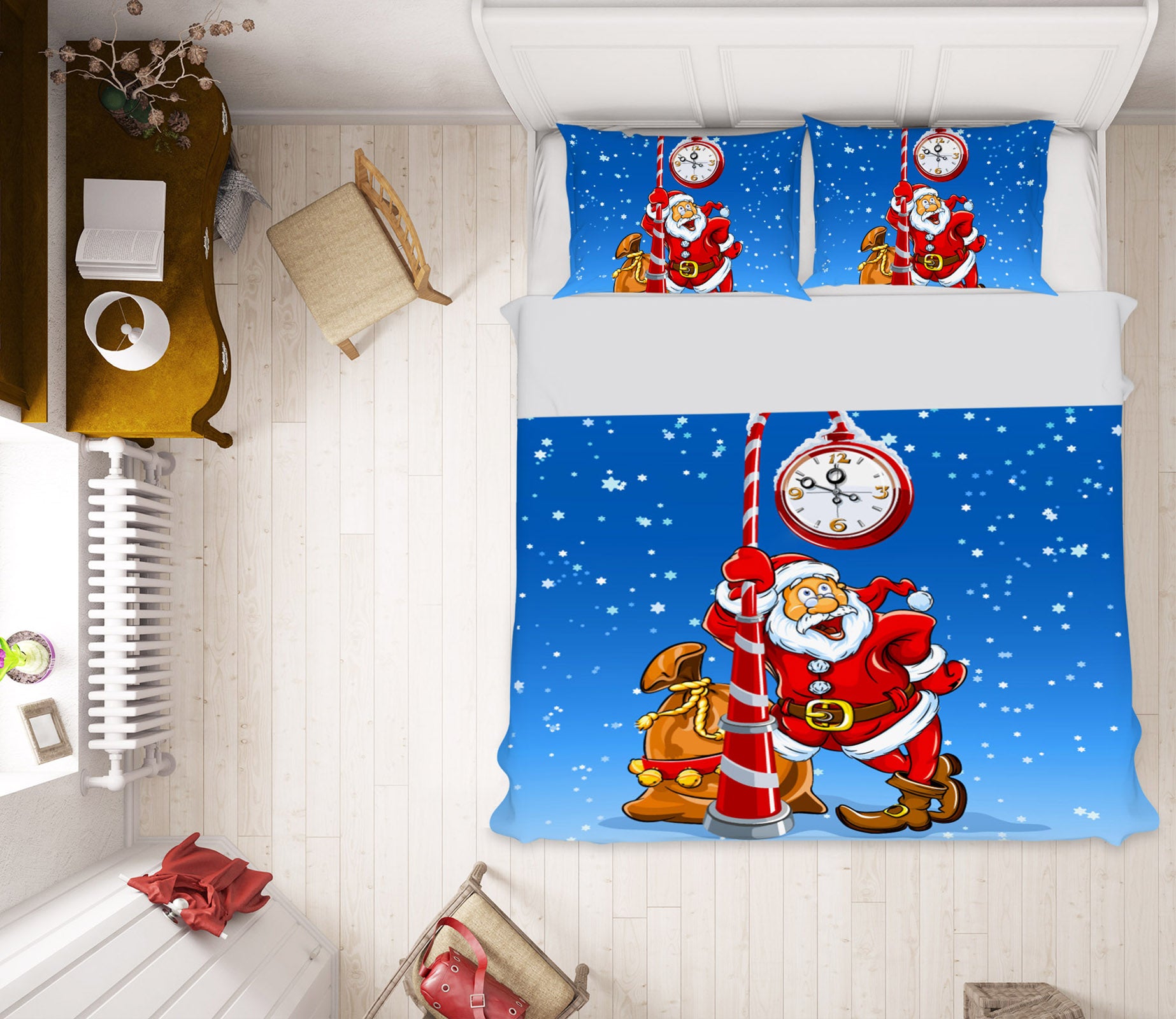 3D Santa Clock 61101 Bed Pillowcases Quilt