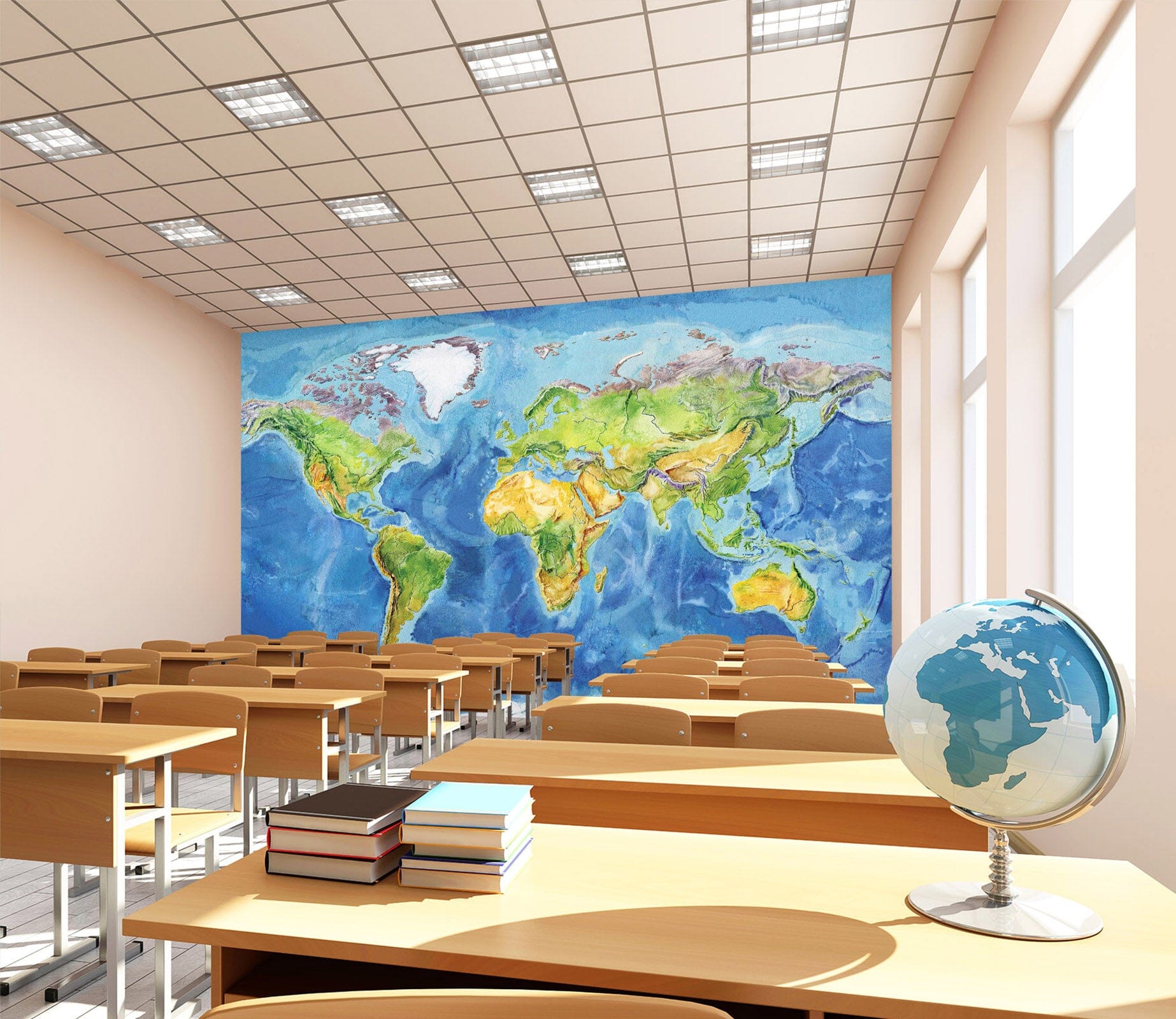 3D Oasis Sea 2135 World Map Wall Murals Wallpaper AJ Wallpaper 2 