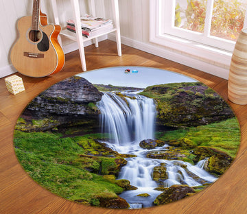 3D Running Water 69086 Round Non Slip Rug Mat