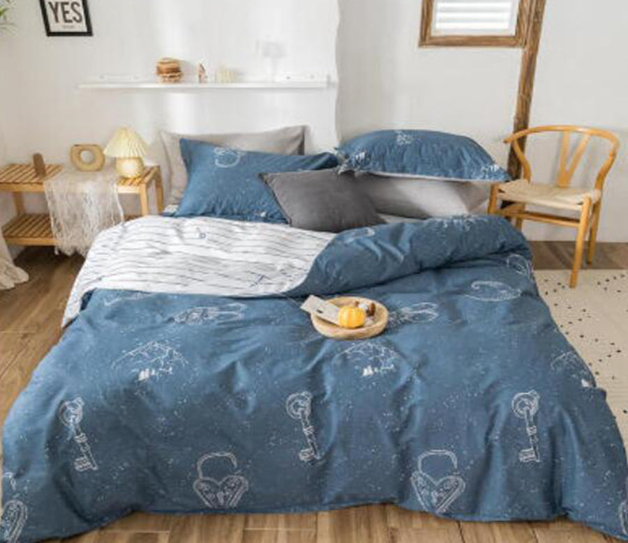 3D Line Key Lock 13177 Bed Pillowcases Quilt
