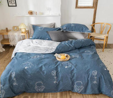 3D Line Key Lock 13177 Bed Pillowcases Quilt