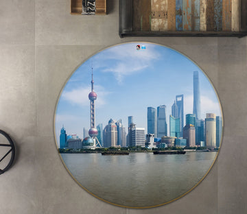 3D Shanghai Oriental Pearl Tower 74173 Round Non Slip Rug Mat