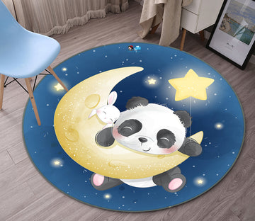 3D Moon Star Panda 74285 Round Non Slip Rug Mat