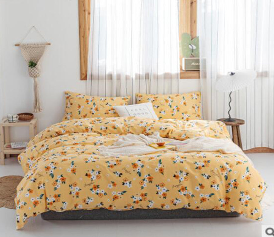 3D Yellow Floral 30330 Bed Pillowcases Quilt