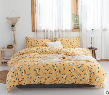 3D Yellow Floral 30330 Bed Pillowcases Quilt