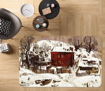 3D Snowfield Houses 33145 Non Slip Rug Mat