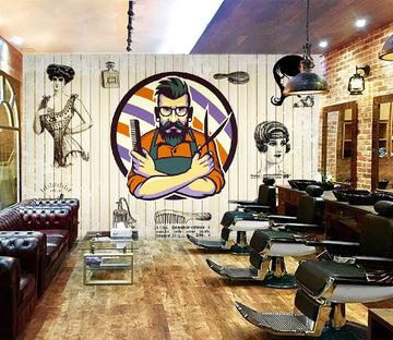 3D Man Cut Hair 1401 Barber Shop Wall Murals Wallpaper AJ Wallpaper 2 