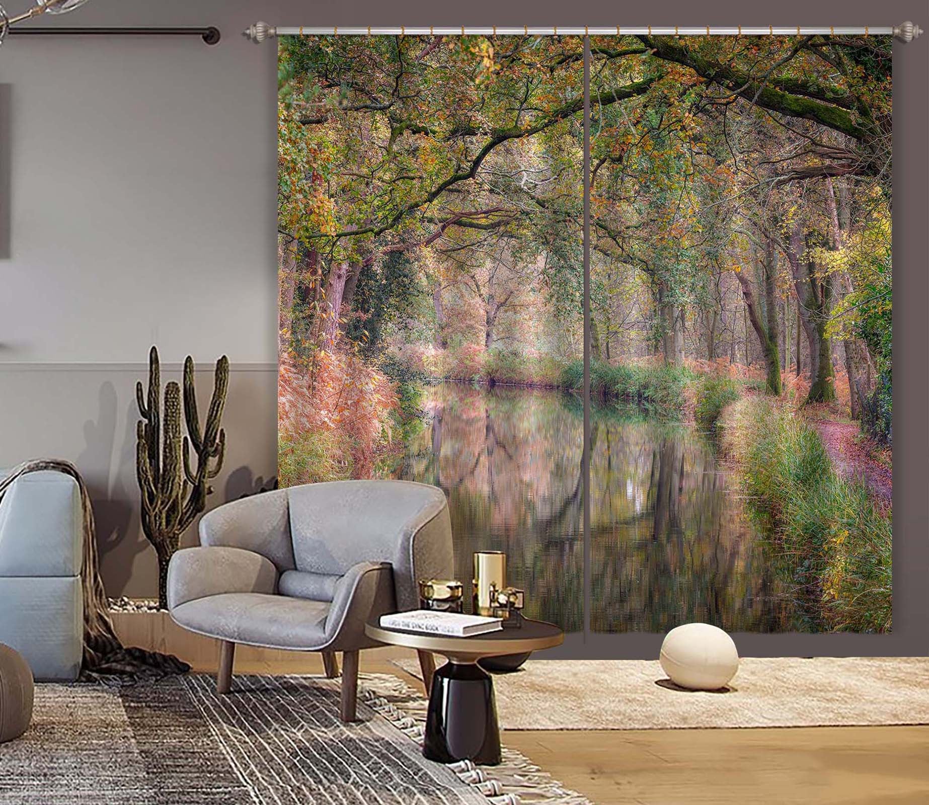 3D Green Leaves 6357 Assaf Frank Curtain Curtains Drapes