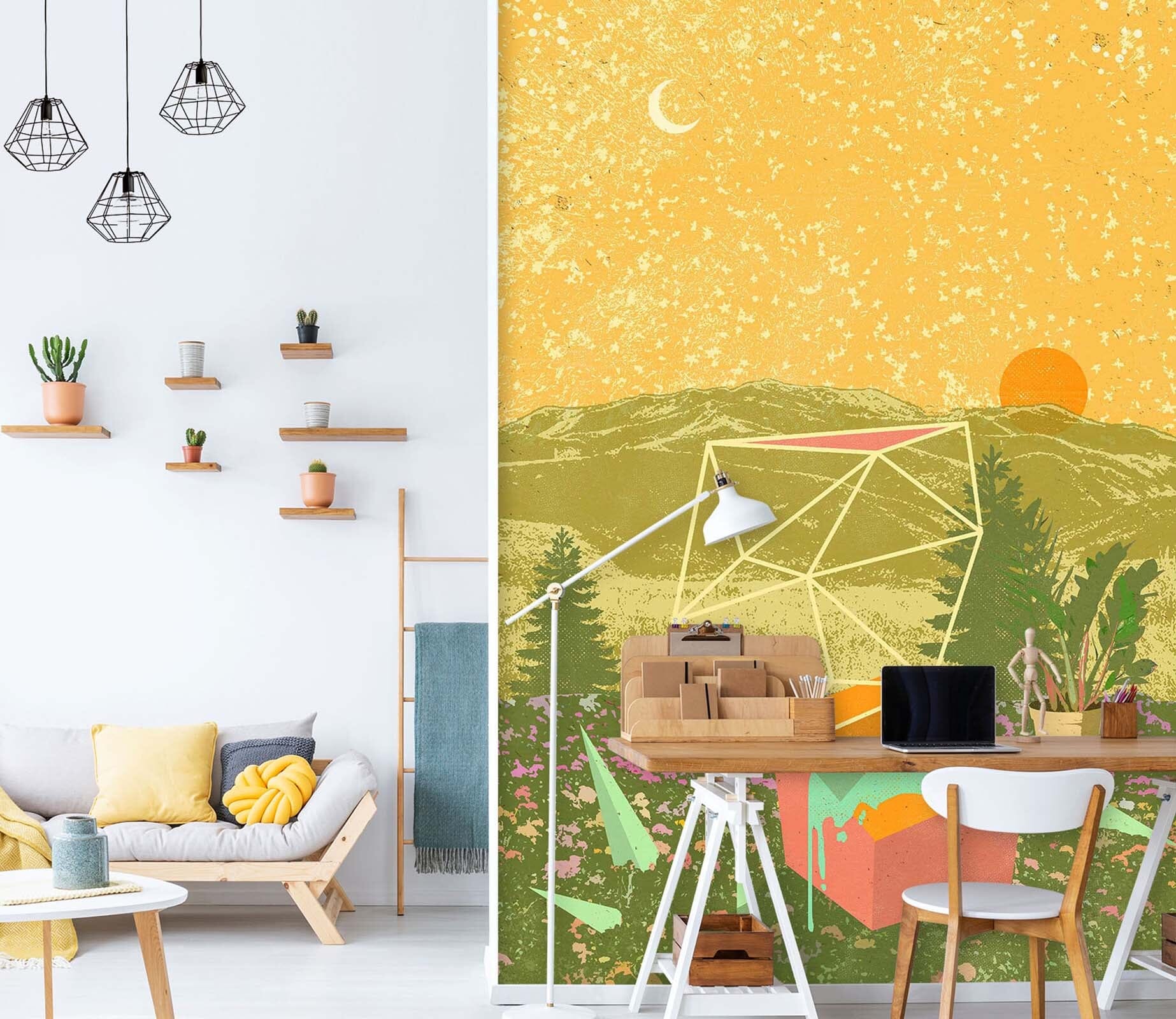3D Geometric Field 1405 Showdeer Wall Mural Wall Murals Wallpaper AJ Wallpaper 2 