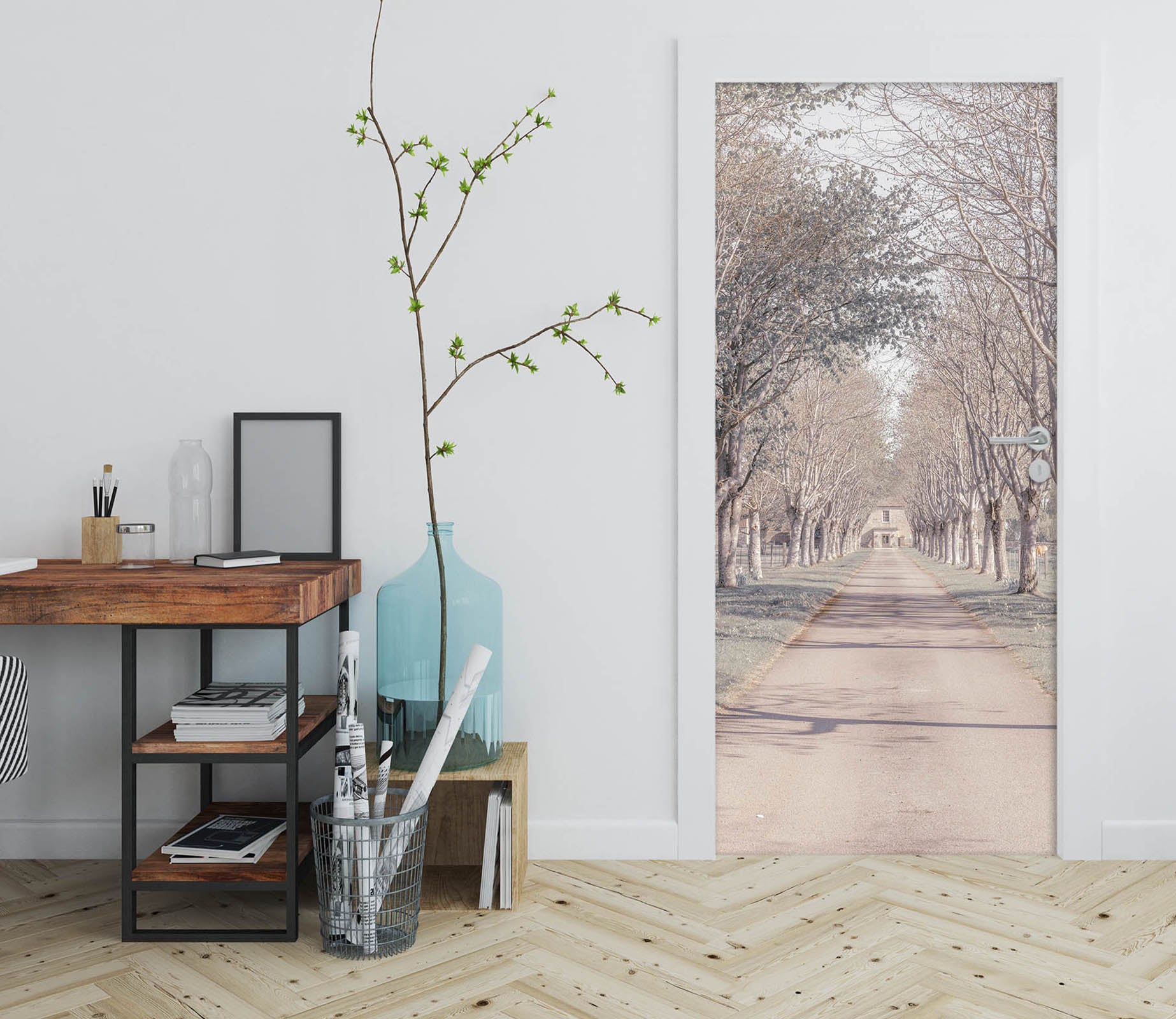 3D Retro Forest 5162 Assaf Frank Door Mural