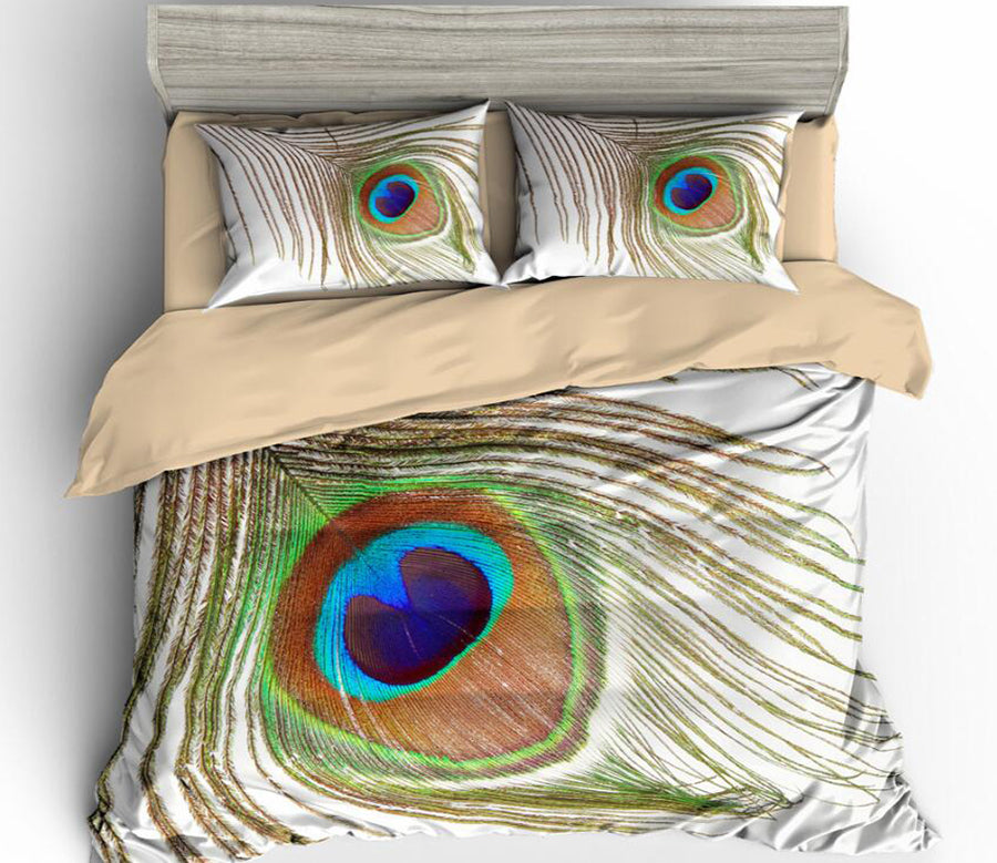 3D Peacock Feather 6054 Bed Pillowcases Quilt