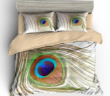 3D Peacock Feather 6054 Bed Pillowcases Quilt
