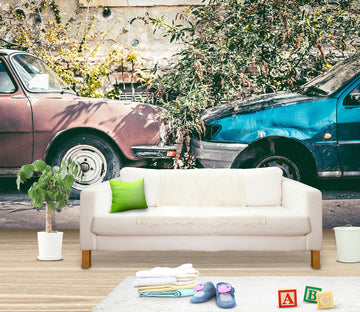3D Blue Worn Car 252 Vehicle Wall Murals