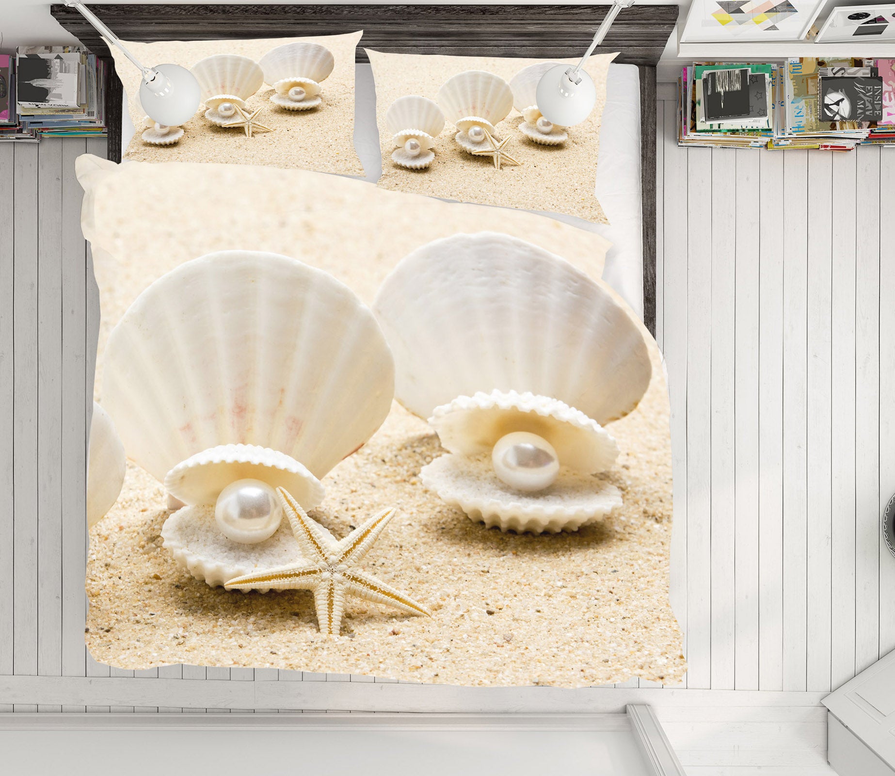 3D Shell Pearl 60086 Bed Pillowcases Quilt