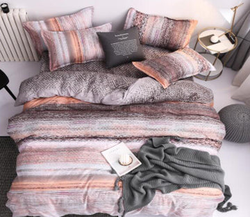 3D Brown-Red Stripes 5147 Bed Pillowcases Quilt
