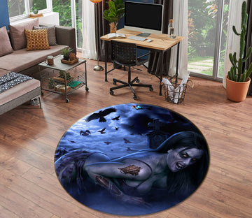 3D Woman 4188 Tom Wood Rug Round Non Slip Rug Mat