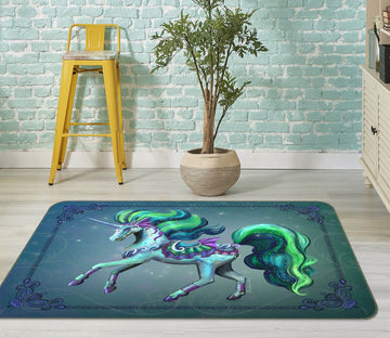 3D Green Unicorn 3015 Rose Catherine Khan Rug Non Slip Rug Mat Mat AJ Creativity Home 
