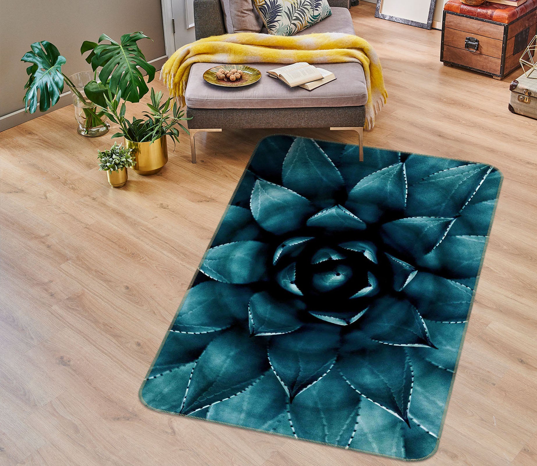 3D Aloe Flowers 84125 Boris Draschoff Rug Non Slip Rug Mat