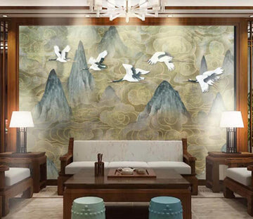 3D Flying White Crane WC2693 Wall Murals