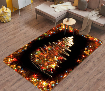 3D Colored Lights Tree 55124 Christmas Non Slip Rug Mat Xmas