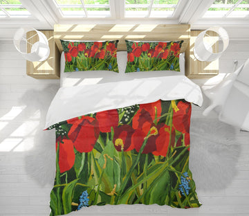 3D Red Flower Growing 1037 Allan P. Friedlander Bedding Bed Pillowcases Quilt Quiet Covers AJ Creativity Home 
