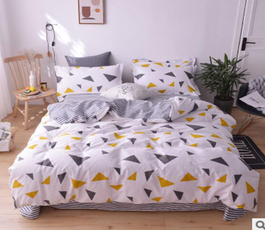 3D Gray Yellow Triangle 40002 Bed Pillowcases Quilt