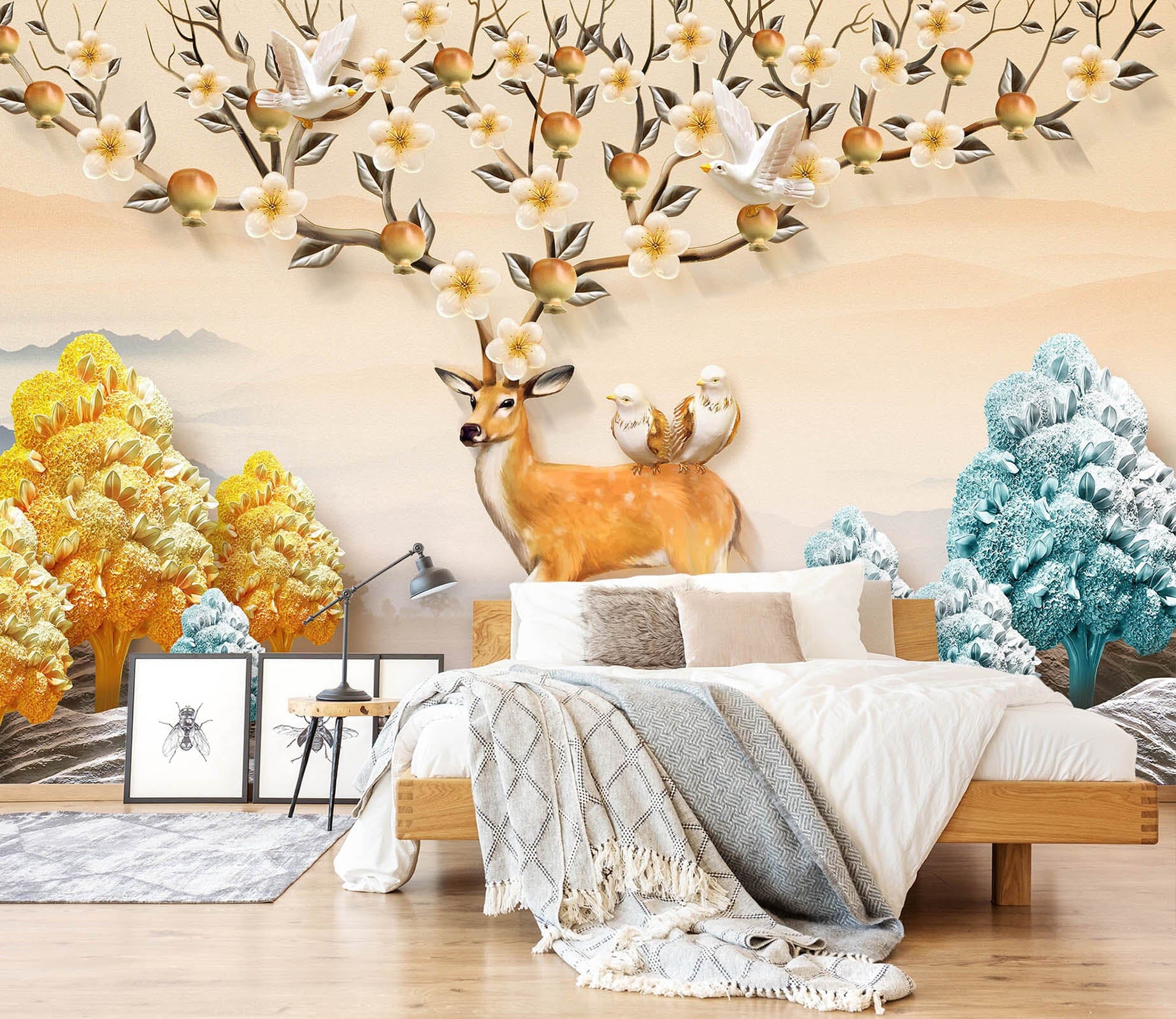 3D Wood Fawn 1462 Wall Murals Wallpaper AJ Wallpaper 2 