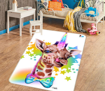 3D Rainbow Star Giraffe 8510 Sheena Pike Rug Non Slip Rug Mat