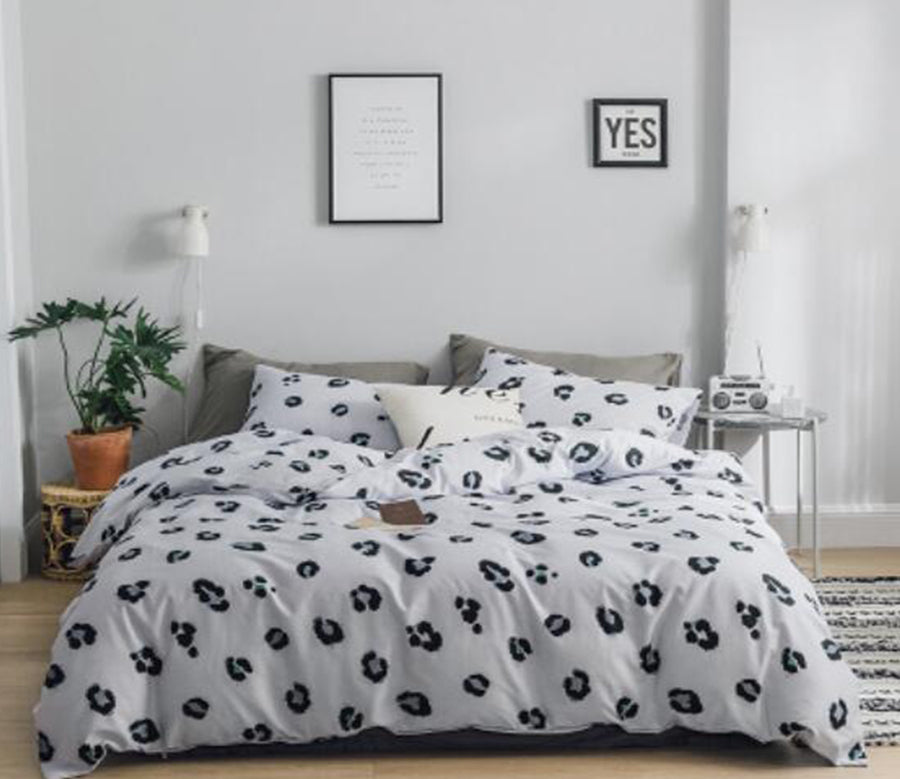 3D Gray Leopard 40128 Bed Pillowcases Quilt