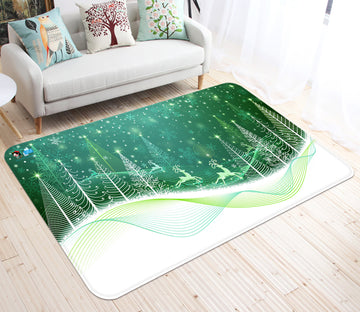 3D Green Tree 65169 Christmas Non Slip Rug Mat Xmas