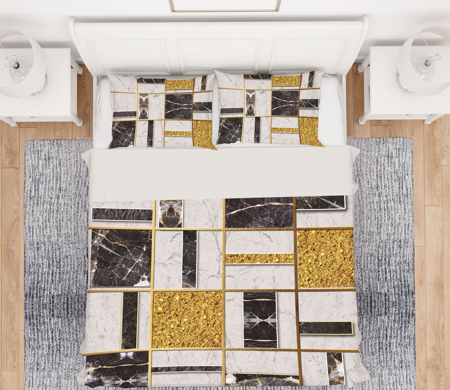 3D Marble Gold Cube 16035 Bed Pillowcases Quilt