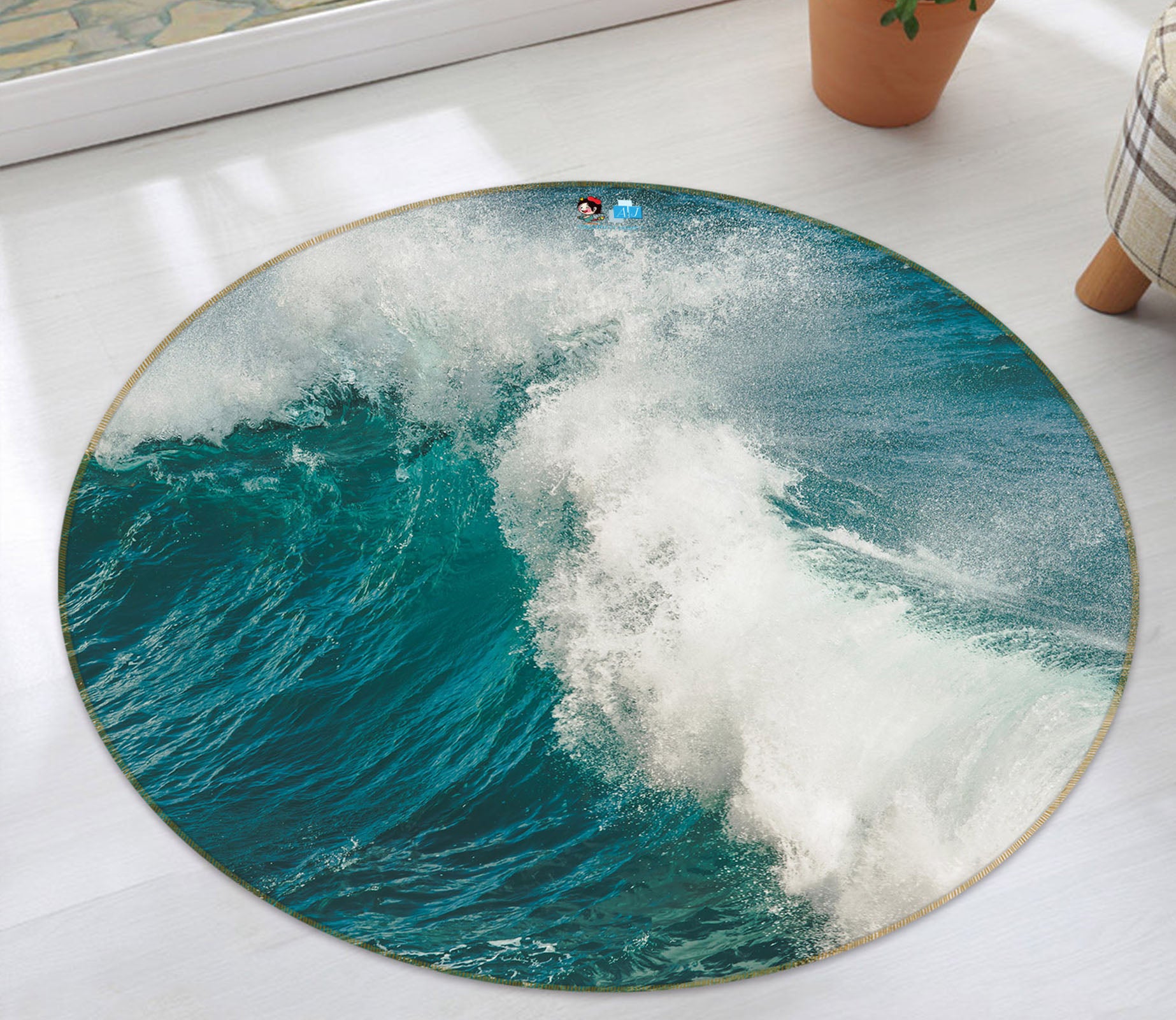 3D Waves 75082 Round Non Slip Rug Mat