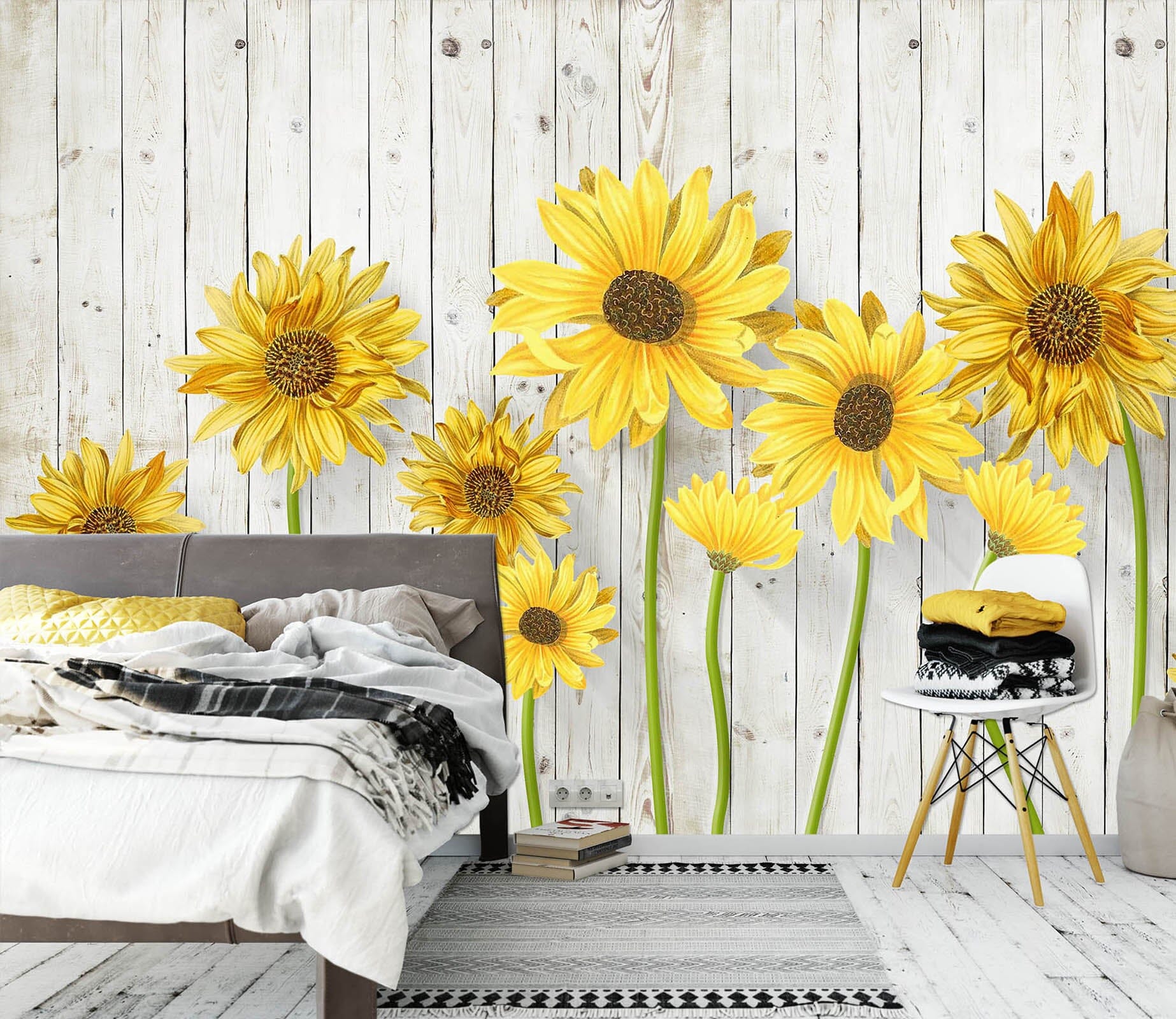 3D Sunflower Flower 1403 Wall Murals Wallpaper AJ Wallpaper 2 