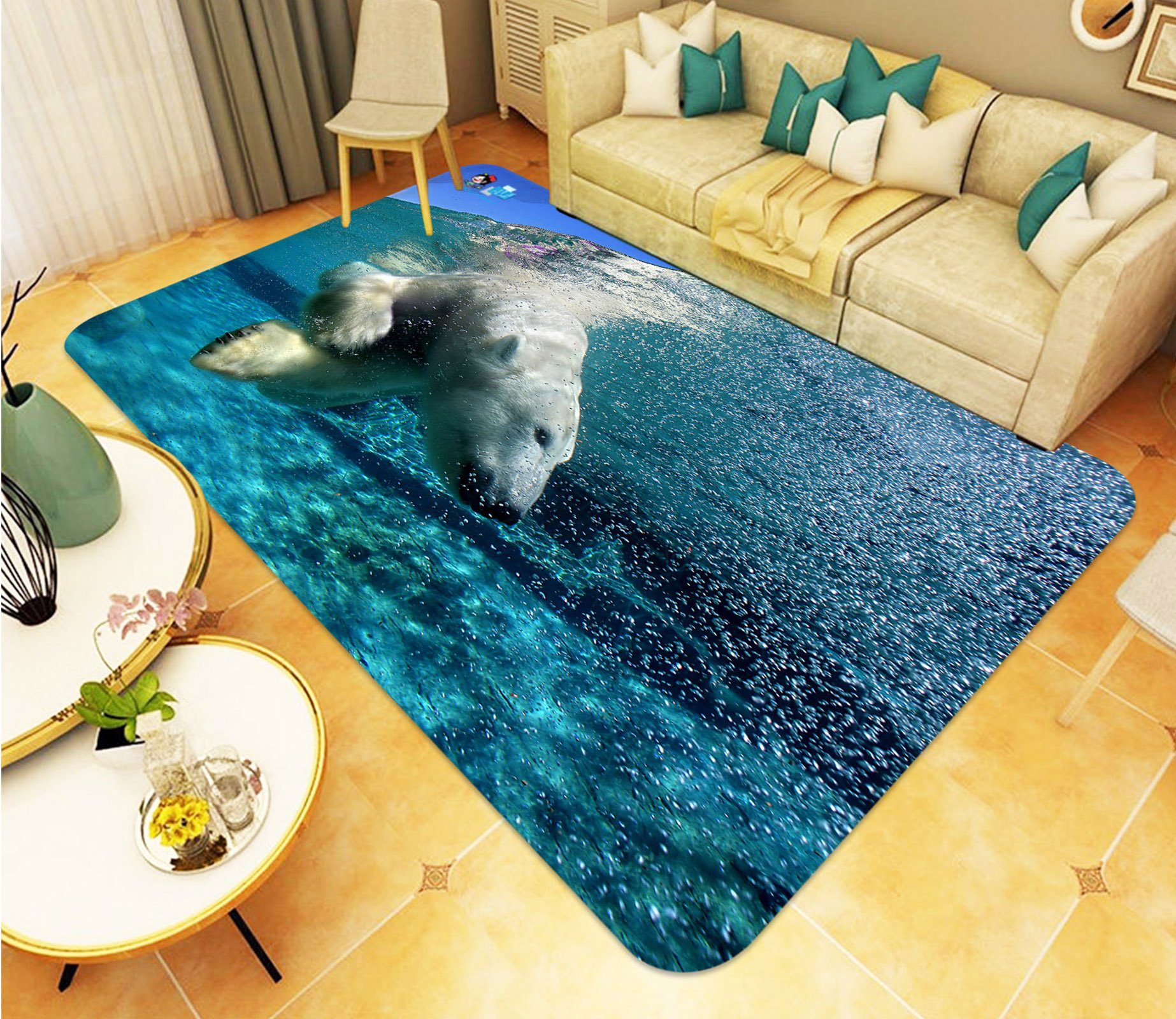 3D Polar Bear 528 Non Slip Rug Mat Mat AJ Creativity Home 