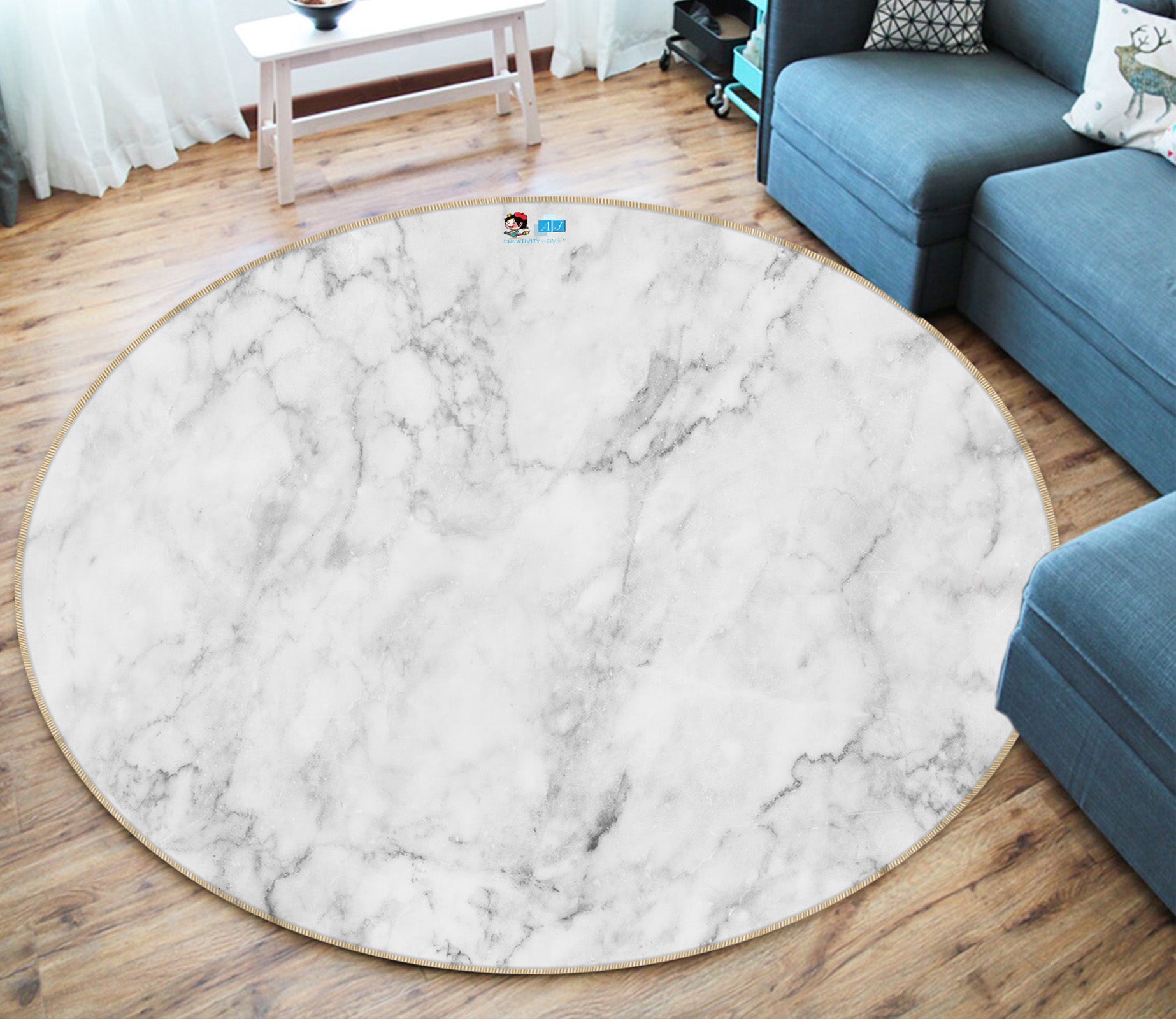 3D Marbling 69151 Round Non Slip Rug Mat