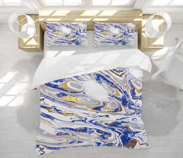 3D Blue Gold Gray Pattern 40045 Valerie Latrice Bedding Bed Pillowcases Quilt