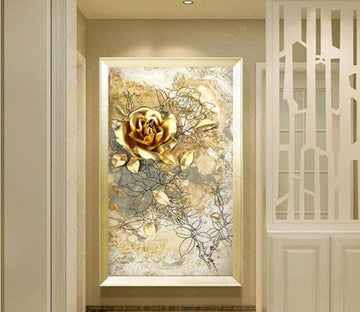 3D Golden Flower WC289 Wall Murals Wallpaper AJ Wallpaper 2 