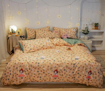 3D Floral Girl 40296 Bed Pillowcases Quilt