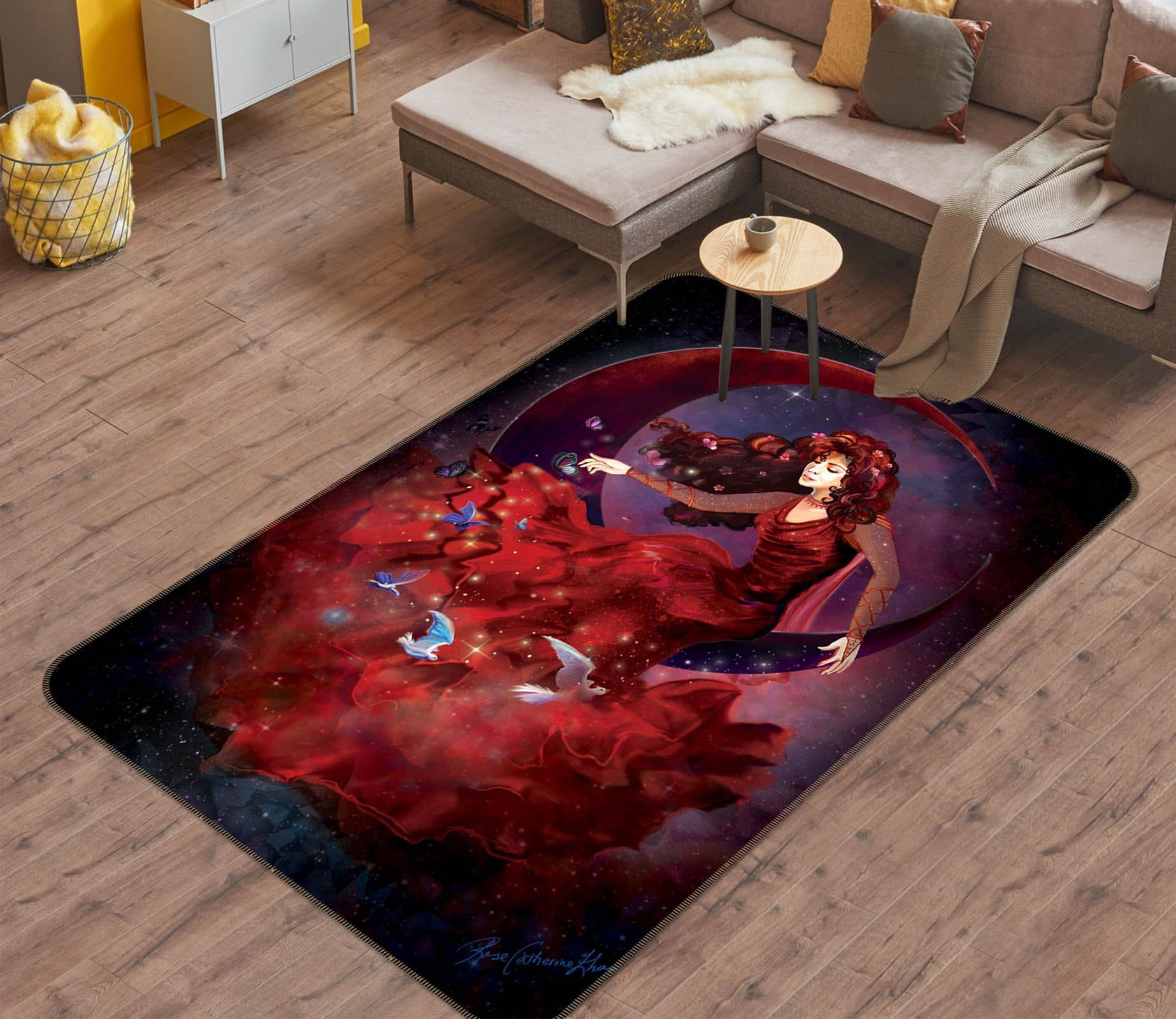 3D Red Girl 3032 Rose Catherine Khan Rug Non Slip Rug Mat Mat AJ Creativity Home 