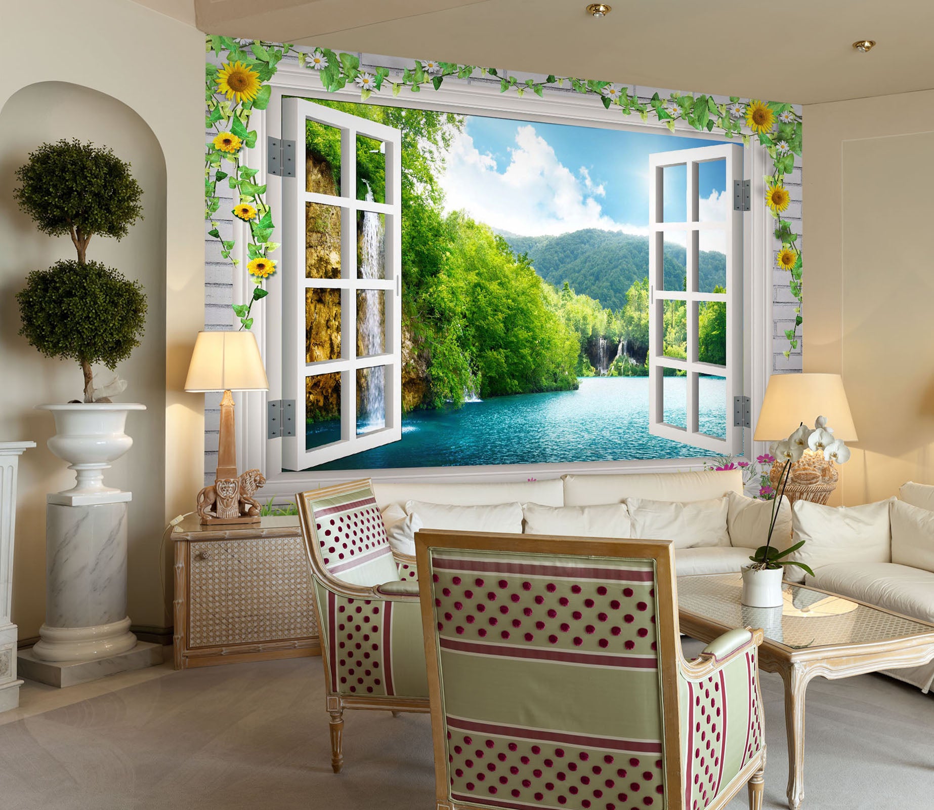 3D Window Waterfall 34 Wall Murals Wallpaper AJ Wallpaper 2 