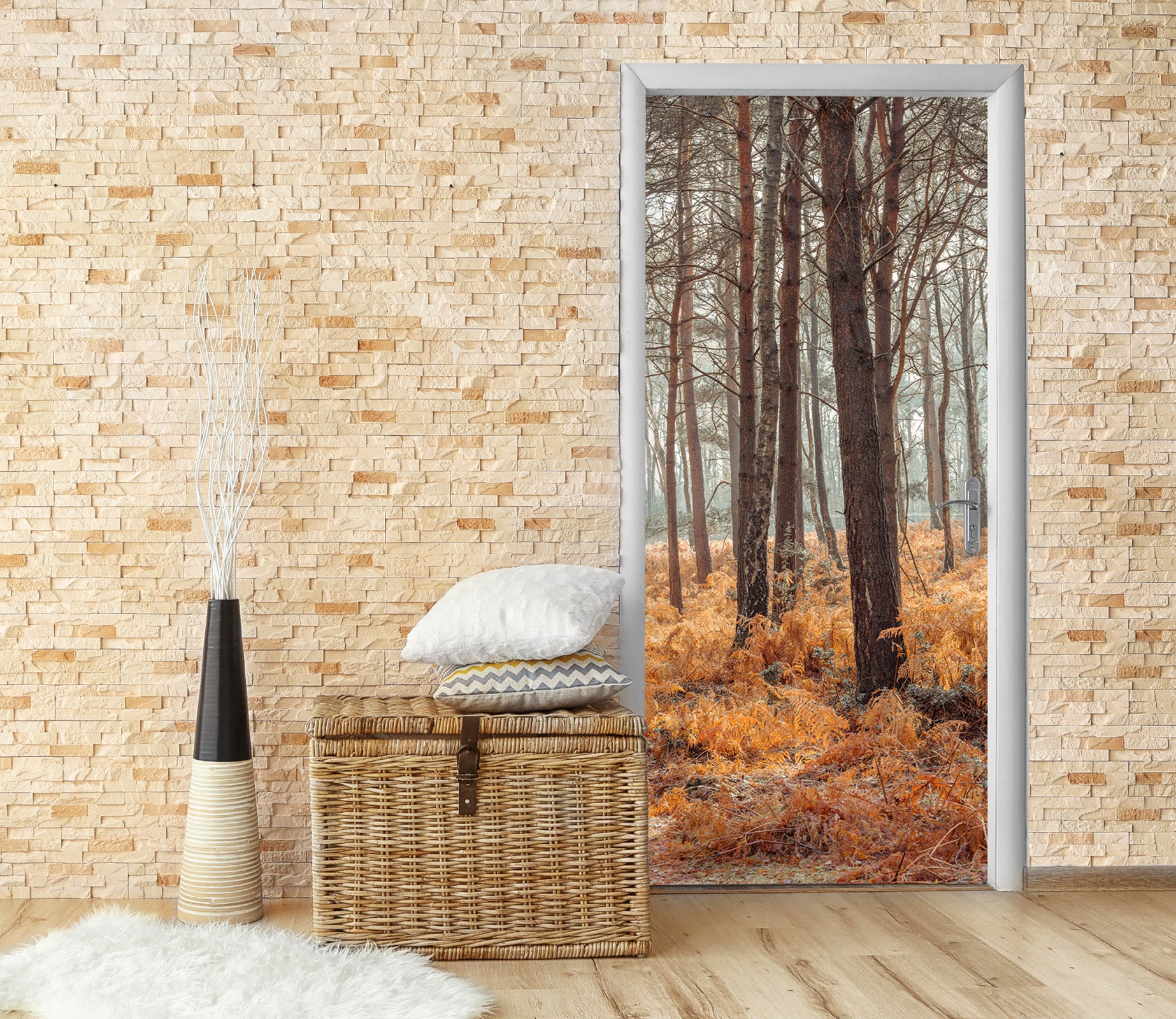 3D Yellow Weeds 5131 Assaf Frank Door Mural